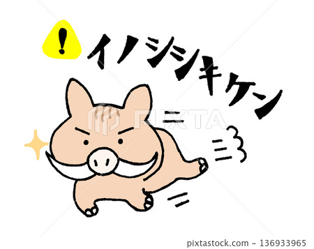 Cute wild boar danger illustration 136933965