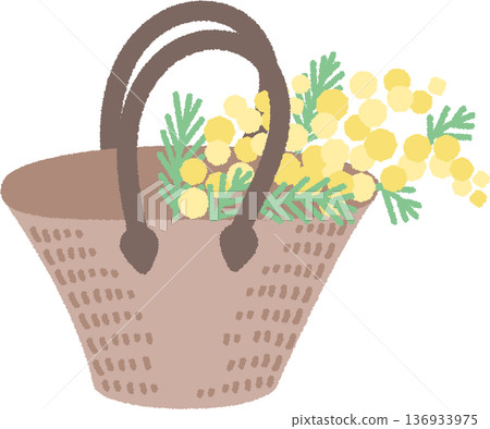 籃子袋中的含羞草插圖 籃子袋中的含羞草插圖 136933975