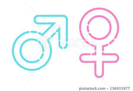 時尚的男女性別符號透明向量素材 時尚的男女性別符號透明向量素材 136933977