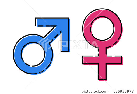 時尚的男女性別符號透明向量素材 136933978