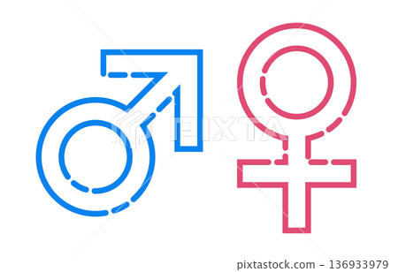 Stylish male and female gender symbols transparent vector material Stylish male and female gender symbols transparent vector material 136933979