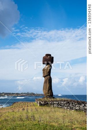 Ahu Kotelik, Moai with eyes at Tahai ceremonial village, Easter Island, November 2025 Ahu Kotelik, Moai with eyes at Tahai ceremonial village, Easter Island, November 2025 136934348