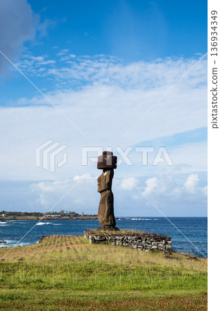 Ahu Kotelik, Moai with eyes at Tahai ceremonial village, Easter Island, November 2025 Ahu Kotelik, Moai with eyes at Tahai ceremonial village, Easter Island, November 2025 136934349