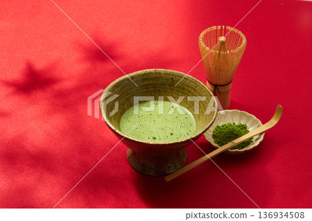 Matcha tea ceremony outdoors Matcha tea ceremony outdoors 136934508