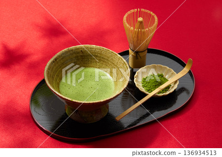 Matcha tea ceremony outdoors 136934513