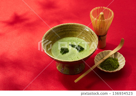 Matcha tea ceremony outdoors 136934523