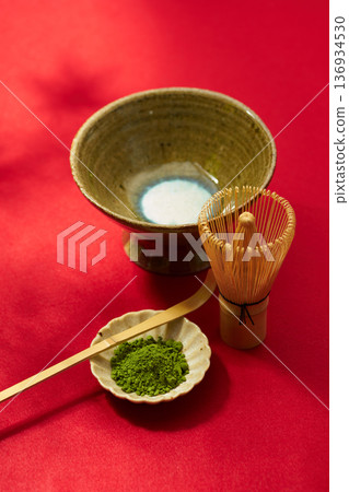 Matcha tea ceremony outdoors Matcha tea ceremony outdoors 136934530