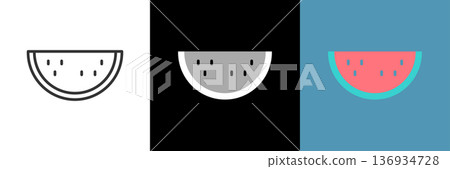 夏季蔬菜西瓜圖標 136934728