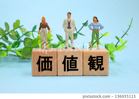 一塊寫著「價值觀」字樣的磚塊 136935113