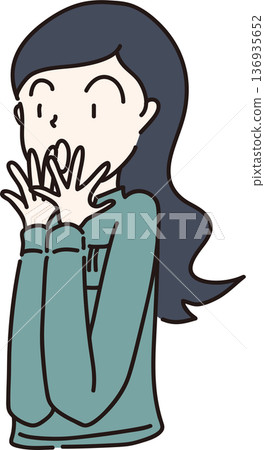 Illustration of a surprised woman in work clothes - green uniform Illustration of a surprised woman in work clothes - green uniform 136935652