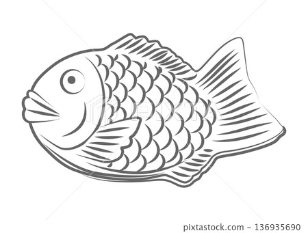 單色鯛魚燒插畫圖示素材 136935690