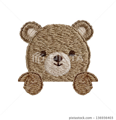 【泰迪熊露出臉】手工刺繡插畫材料 【泰迪熊露出臉】手工刺繡插畫材料 136936403
