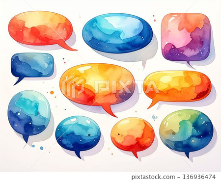 圖形素材：彩色對話氣泡（人工智慧生成影像） 136936474