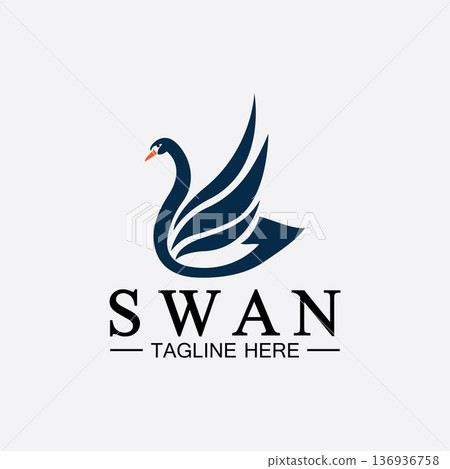 Swan logo icon vector illustration design template.elegant Flying swan bird logo Swan logo icon vector illustration design template.elegant Flying swan bird logo 136936758