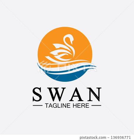 Swan logo icon vector illustration design template.elegant Flying swan bird logo Swan logo icon vector illustration design template.elegant Flying swan bird logo 136936771