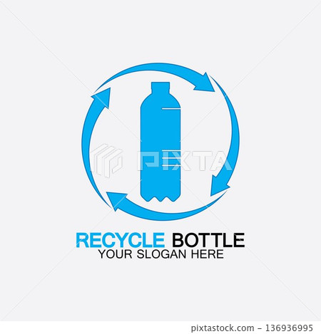 Recycle plastic bottle logo icon vector illustration design.Bottle with recycle symbol. Plastic recycling symbol flat icon-vector illustration 136936995