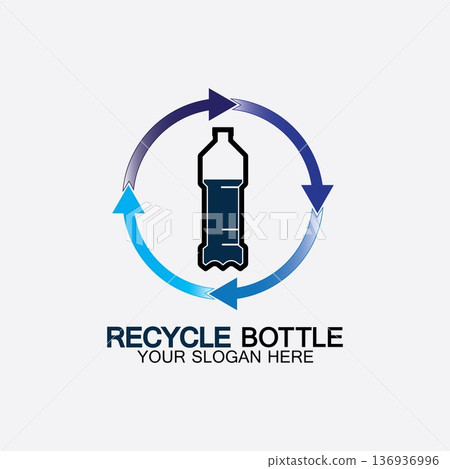 Recycle plastic bottle logo icon vector illustration design.Bottle with recycle symbol. Plastic recycling symbol flat icon-vector illustration 136936996