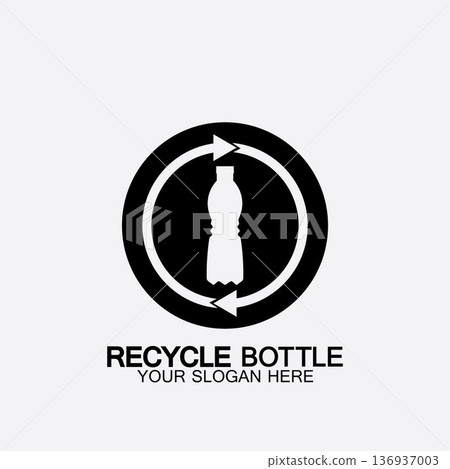 Recycle plastic bottle logo icon vector illustration design.Bottle with recycle symbol. Plastic recycling symbol flat icon-vector illustration 136937003