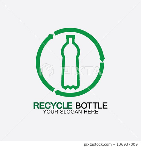 Recycle plastic bottle logo icon vector illustration design.Bottle with recycle symbol. Plastic recycling symbol flat icon-vector illustration 136937009