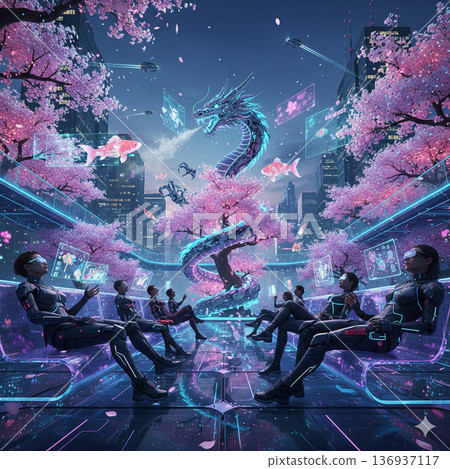 Cherry blossom viewing in the near future 136937117