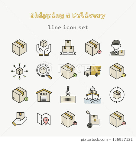 Professional logistics and global delivery service line icon set for shipping business Professional logistics and global delivery service line icon set for shipping business 136937121
