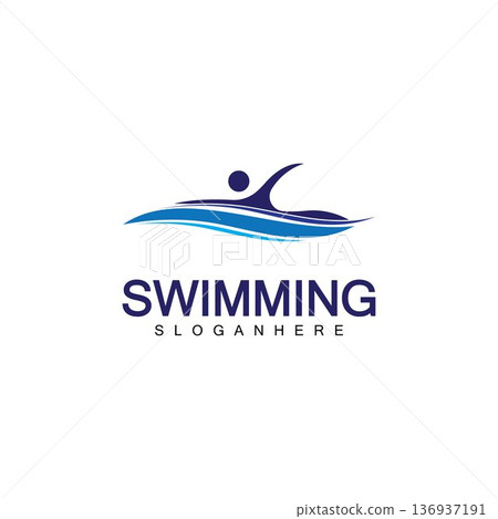 Swimming logo vector illustration design.Swimming Club. Swimmer logo design template Swimming logo vector illustration design.Swimming Club. Swimmer logo design template 136937191