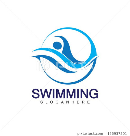 Swimming logo vector illustration design.Swimming Club. Swimmer logo design template Swimming logo vector illustration design.Swimming Club. Swimmer logo design template 136937201