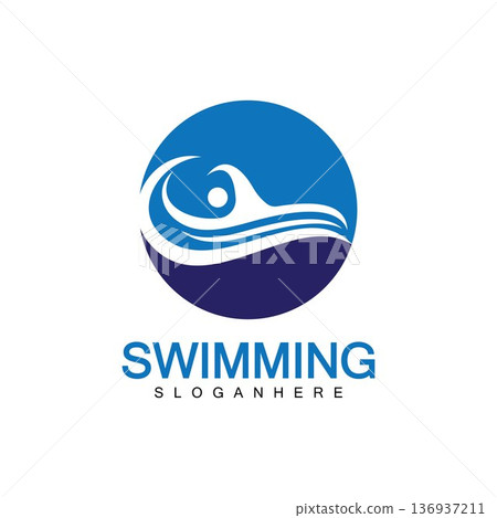 Swimming logo vector illustration design.Swimming Club. Swimmer logo design template Swimming logo vector illustration design.Swimming Club. Swimmer logo design template 136937211