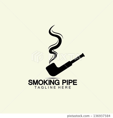 Pipe Smoking Logo icon vector illustration design.Tobacco, cigar, pipe icon vector image. Pipe Smoking Logo icon vector illustration design.Tobacco, cigar, pipe icon vector image. 136937384