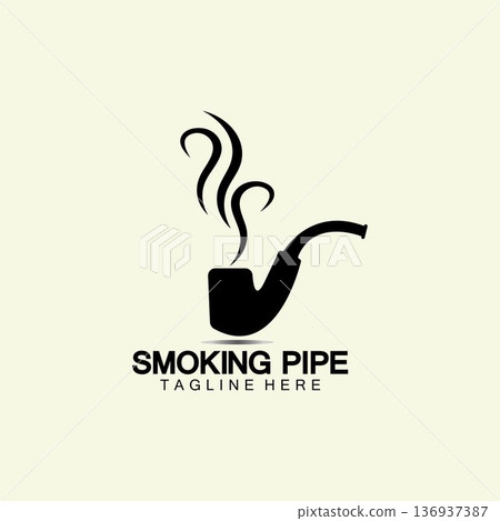 Pipe Smoking Logo icon vector illustration design.Tobacco, cigar, pipe icon vector image. 136937387