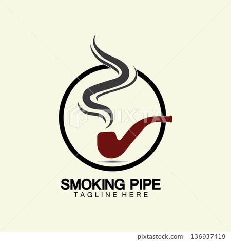 Pipe Smoking Logo icon vector illustration design.Tobacco, cigar, pipe icon vector image. 136937419