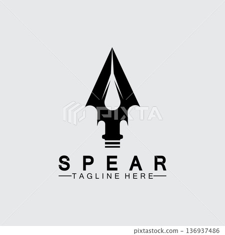 Spear logo icon vector illustration design.Head spear logo vintage illustration design vector Spear logo icon vector illustration design.Head spear logo vintage illustration design vector 136937486