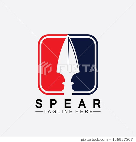 Spear logo icon vector illustration design.Head spear logo vintage illustration design vector Spear logo icon vector illustration design.Head spear logo vintage illustration design vector 136937507