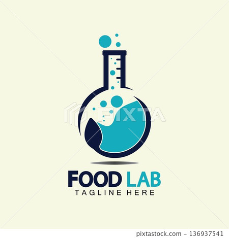 Food Lab logo vector icon illustration design template. lab logo.Lab test tube with spoon and fork. Food Lab logo vector icon illustration design template. lab logo.Lab test tube with spoon and fork. 136937541