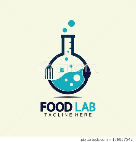 Food Lab logo vector icon illustration design template. lab logo.Lab test tube with spoon and fork. Food Lab logo vector icon illustration design template. lab logo.Lab test tube with spoon and fork. 136937542
