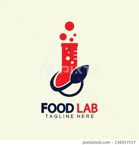 Food Lab logo vector icon illustration design template. lab logo.Lab test tube with spoon and fork. Food Lab logo vector icon illustration design template. lab logo.Lab test tube with spoon and fork. 136937557