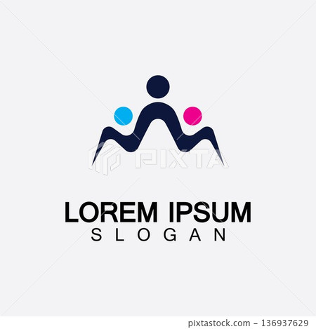 Abstract people logo design.fun people,healthy people,sport,community people symbol vector illustration Abstract people logo design.fun people,healthy people,sport,community people symbol vector illustration 136937629