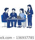 Employees exchanging opinions about new products 136937785