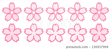 A set of various cherry blossom patterns 136937994