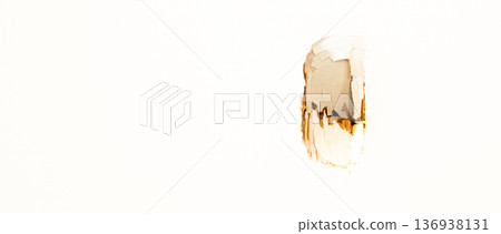 Image of a cracked hole in a white door Image of a cracked hole in a white door 136938131
