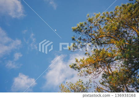 sunrise with moving of cloud and clear sky and layer of mountain sunrise with moving of cloud and clear sky and layer of mountain 136938168