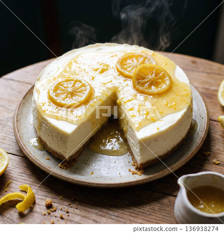稀有起司蛋糕，淋上滋滋作響的檸檬醬 136938274