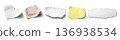 Texture of various torn pieces of paper 136938534