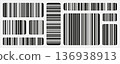 Various black barcodes with rounded corners 136938913