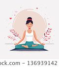 Healthy yoga woman simple pose whole body 136939142