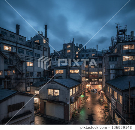 工廠小鎮的夜景 136939148