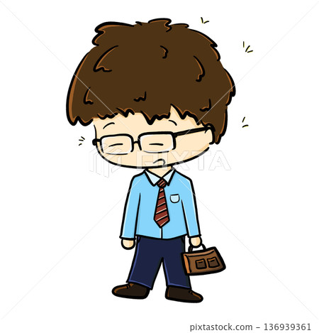 Tired office worker standing and sleepy isolated cartoon illustration Tired office worker standing and sleepy isolated cartoon illustration 136939361