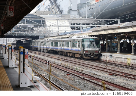 Nov 25 2025 Modern Kyoto Station Platform with Shinkansen Train Nov 25 2025 Modern Kyoto Station Platform with Shinkansen Train 136939405