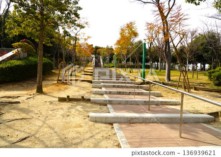 Scenery of the stairs at Yahataya Park 136939621