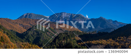 Mount Ontake on a clear autumn day, from the Ontake Panorama Line in Kosaka Town, Gero City, Gifu Prefecture 136940094